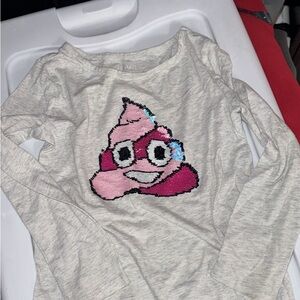 Kids Pink Emoji Graphic Long Sleeve Shirt